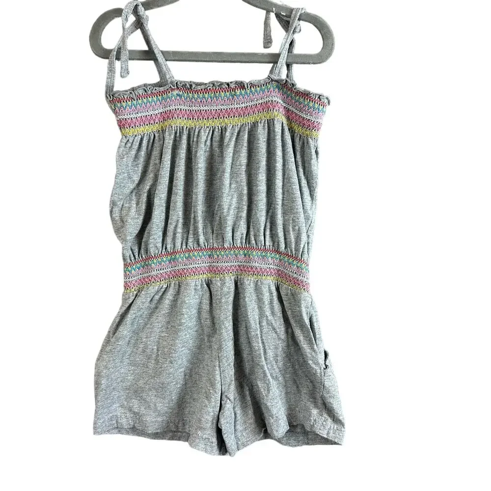 Baby Gap Gray Rainbow Smocked Knit Romper Outfit Girls S Small 6 7